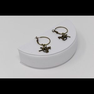 Bronze Hoop Horse Earrings